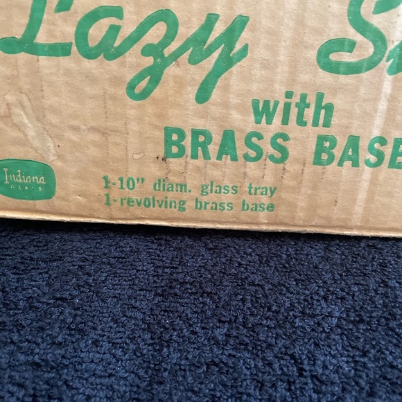 Vintage Indiana Glass Revolving Tray with Brass Base - Picture 2 of 9